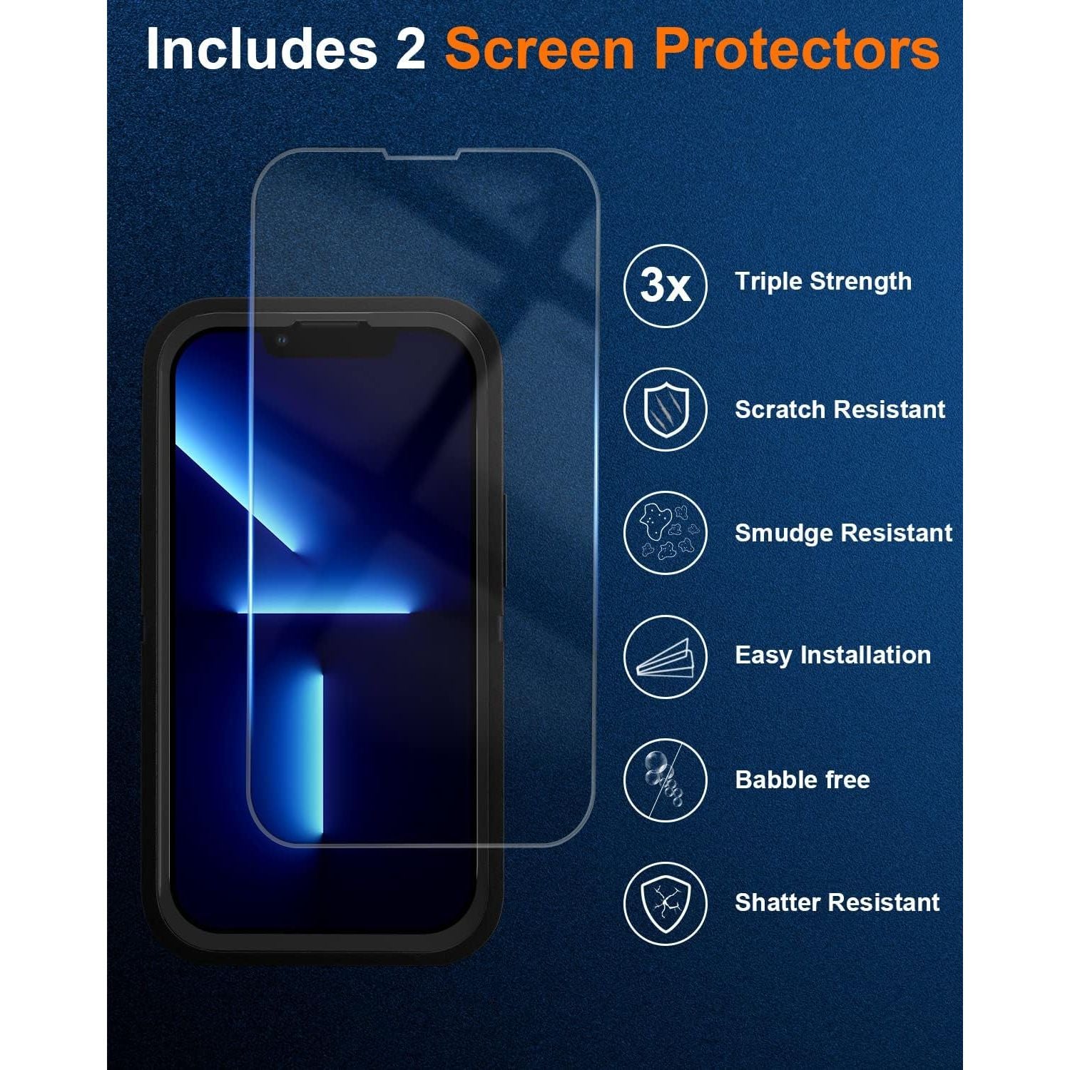 Entronix 3-in-1 Bundle for Apple iPhone 12 Pro Max, Heavy Duty Case & 2 Clear Tempered Glass Screen Protectors - Entro Retail