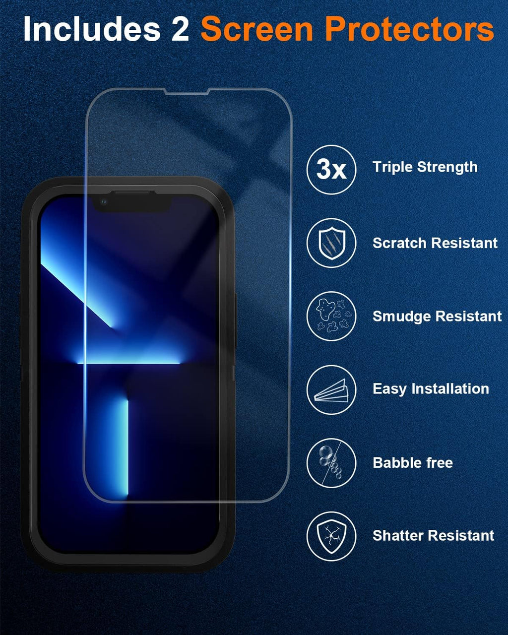 Entronix 3-in-1 Bundle for Apple iPhone 12 Pro Max, Heavy Duty Case & 2 Clear Tempered Glass Screen Protectors - Entro Retail