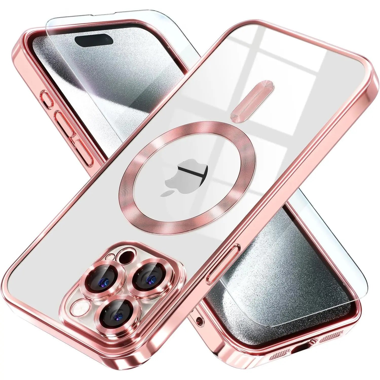Entronix Bundle Compatible with iPhone 15 Pro - [Magnetic] Luxury Glossy Case & 1 Clear Screen Protector - Entronix