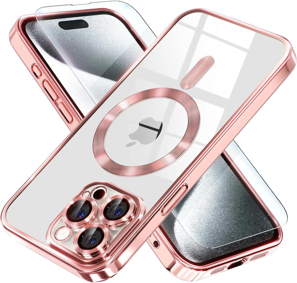 Entronix Bundle Compatible with iPhone 14 Pro - [Magnetic] Luxury Glossy Case & 1 Clear Screen Protector