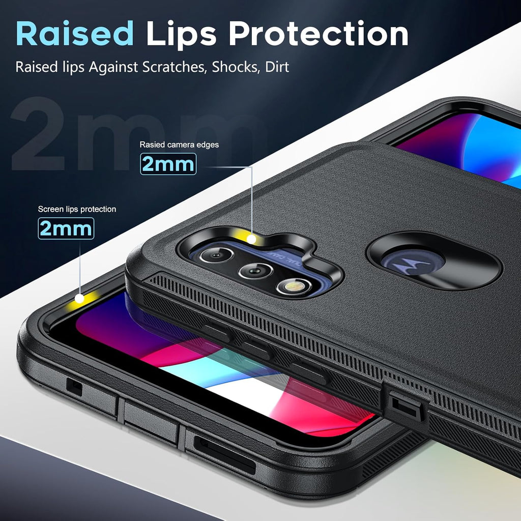 Entronix 3-in-1 Bundle for Motorola G Pure, Heavy Duty Case & 2 Clear Tempered Glass Screen Protectors - Entro Retail