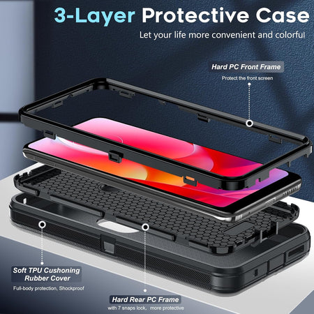 Entronix 3-in-1 Bundle for Motorola G Power 2022, Heavy Duty Case & 2 Clear Tempered Glass Screen Protectors - Entro Retail
