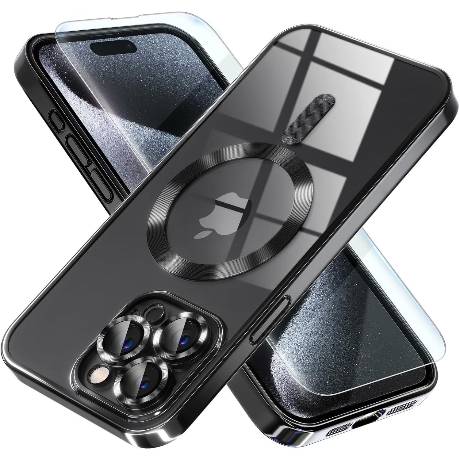 Entronix Bundle Compatible with iPhone 13 Pro Max - [Magnetic] Luxury Glossy Case & 1 Clear Screen Protector