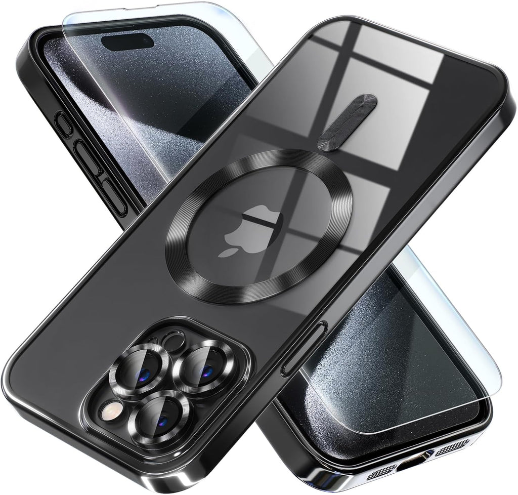 Entronix Bundle Compatible with iPhone 14 Pro - [Magnetic] Luxury Glossy Case & 1 Clear Screen Protector