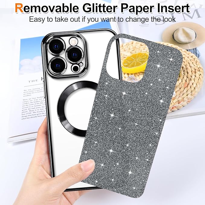 Entronix [Magnetic] Case Compatible with iPhone 15 Pro Max - [Clear Back] Luxury Glossy Cover