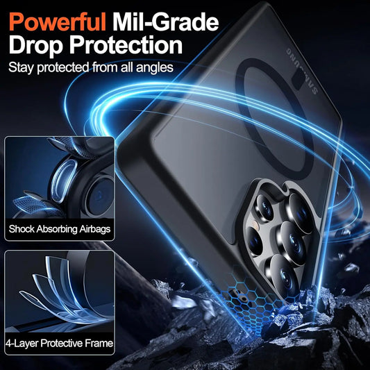 Entronix Bundle Compatible with Galaxy S25 Ultra - [Magnetic] Translucent Matte Case & 2 Clear Screen Protectors - Entronix
