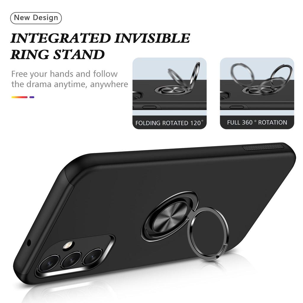 Entronix Bundle Compatible with Galaxy A16 - 360º Circular Ring Gripstand Case & 2 Clear Screen Protectors