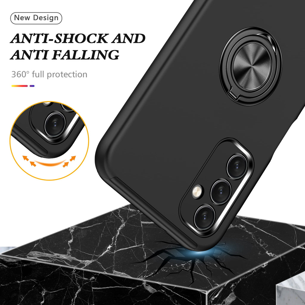 Entronix Bundle Compatible with Galaxy A16 - 360º Circular Ring Gripstand Case & 2 Clear Screen Protectors