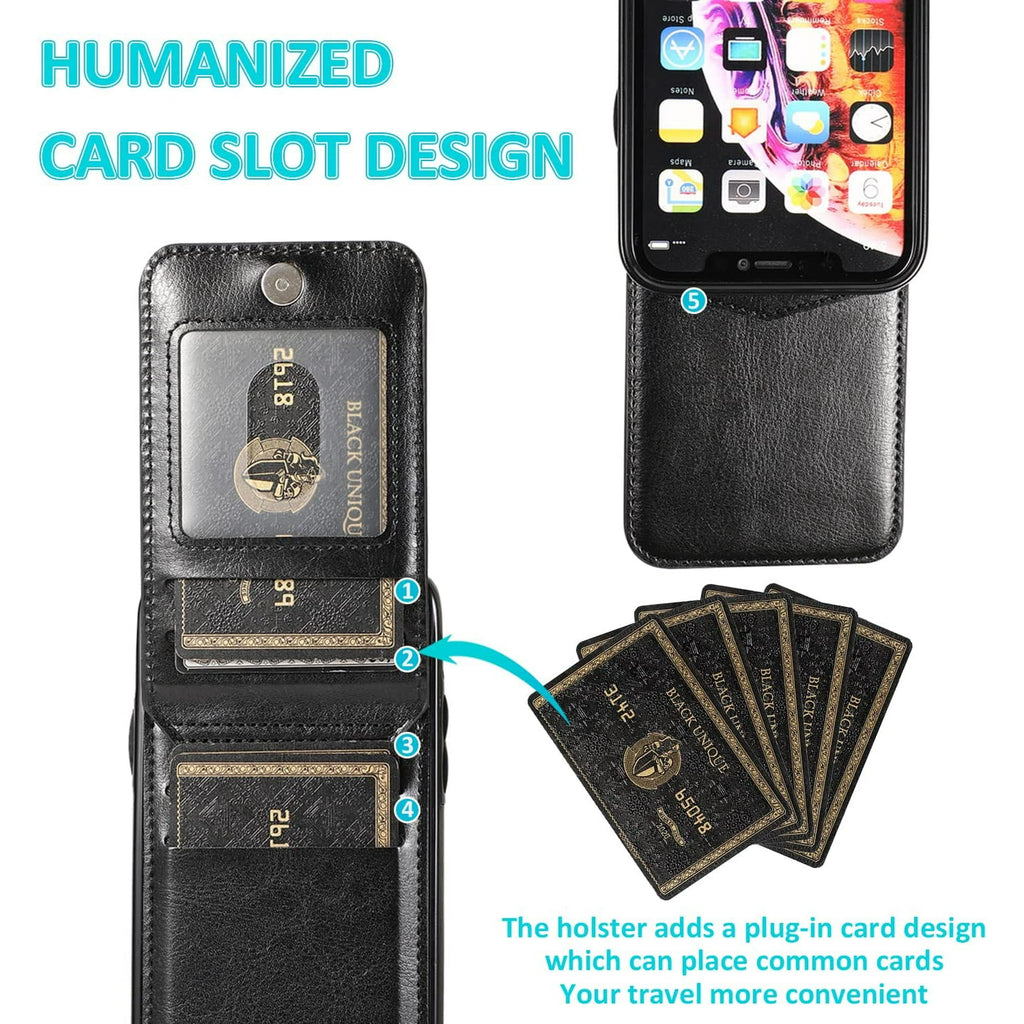 Entronix Wallet Case for Apple iPhone 16 Leather Wallet Card Holder Case, Built In Kickstand with 6 Card Slots Holder for Apple iPhone 16 - Entro Retail