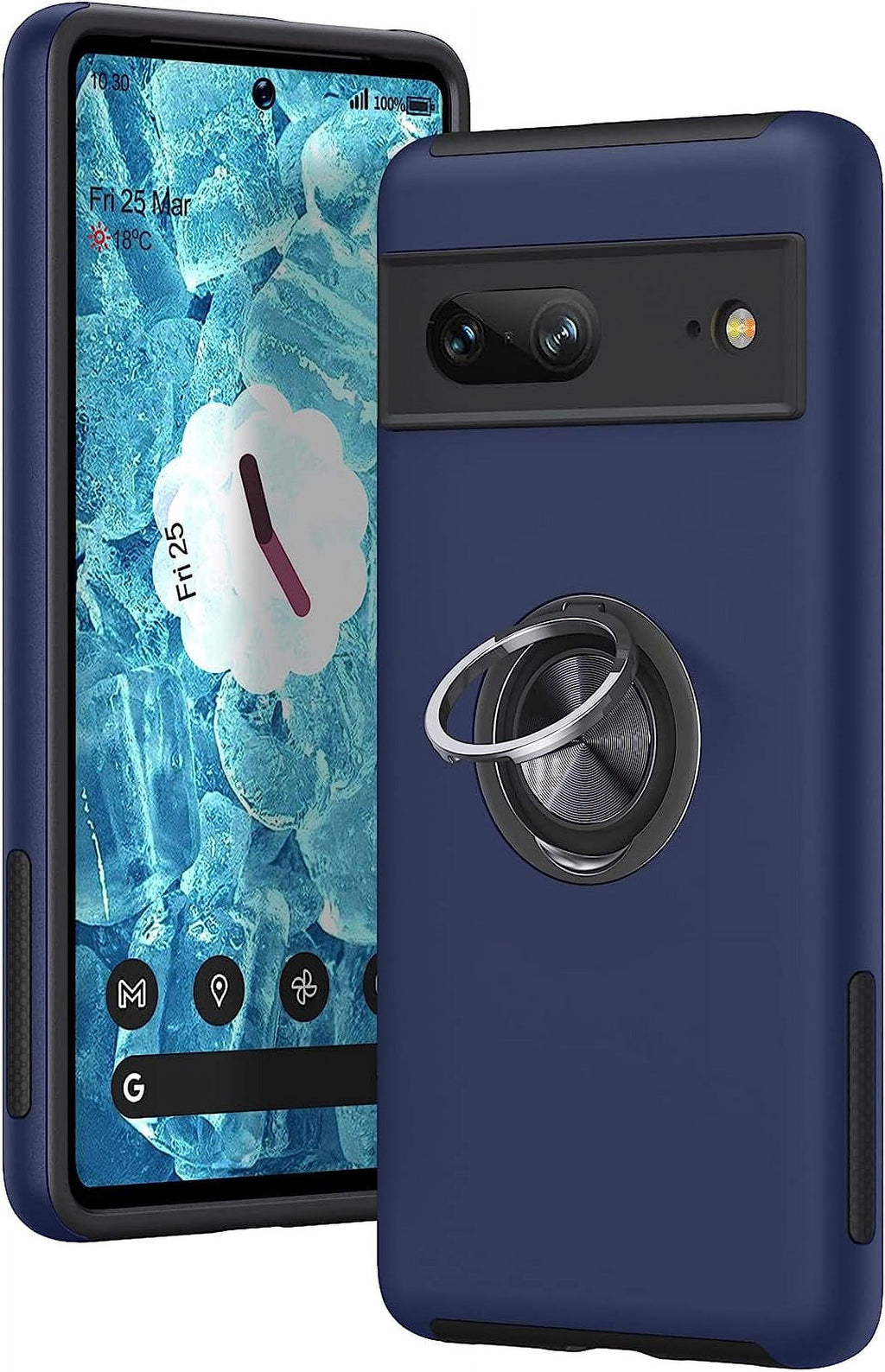 Entronix Case Designed for Google Pixel 7 Heavy Duty with Built-in Kickstand, Dual Layer Protection Rotating Holder Ring, Sturdy Case - Entro Retail