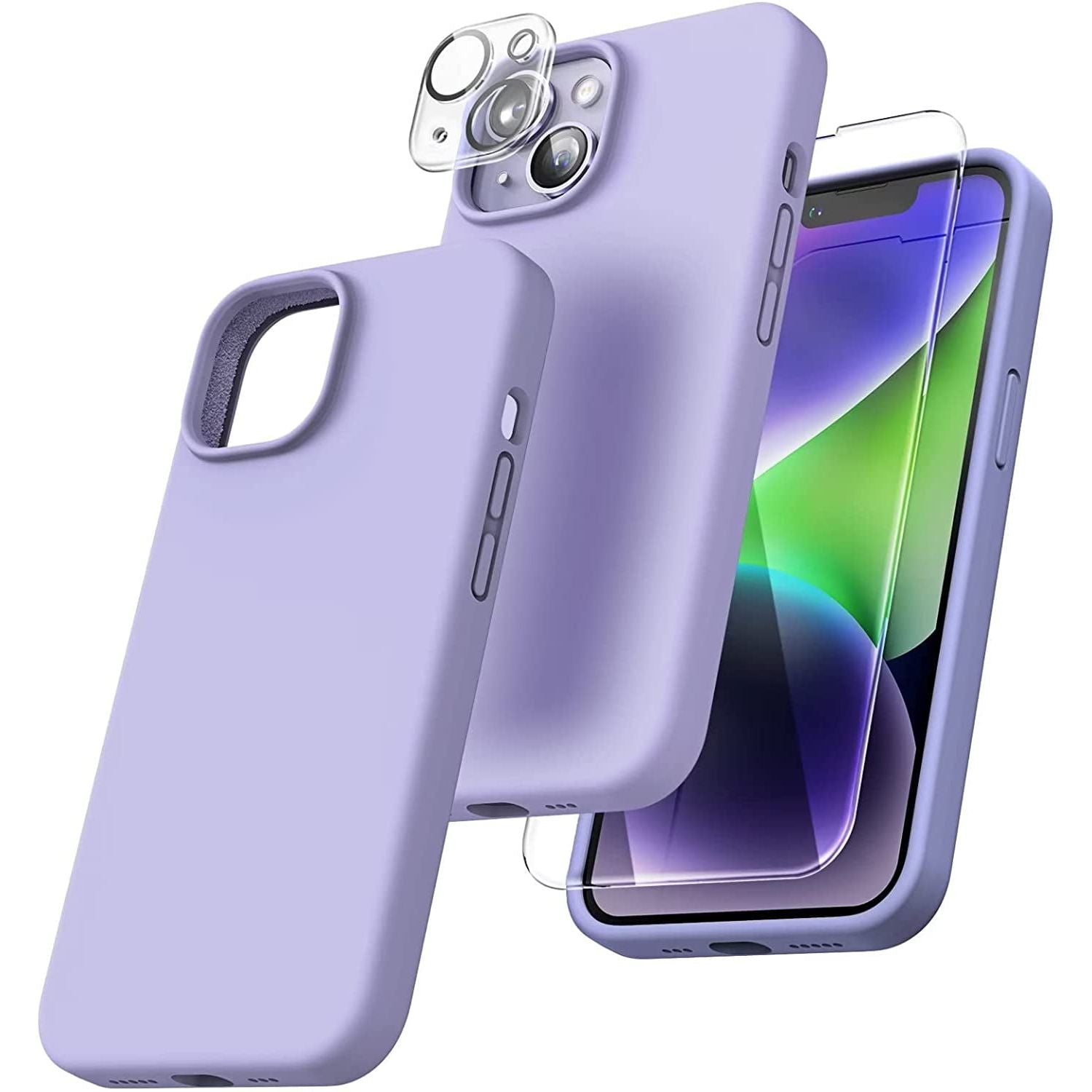 Entronix Apple iPhone 15 Plus 3-in-1 Bundle - Liquid Silicone Case, 1 Clear Screen Protector & 1 Camera Lens Protector, - Entro Retail