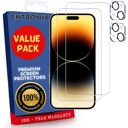 Entronix Case Screen Protector Bundle with Camera Cover Designed for Apple iPhone 15 Plus Clear Built Anti Scratch, Bubble Free Easy Install,2 PACK - Entro Retail