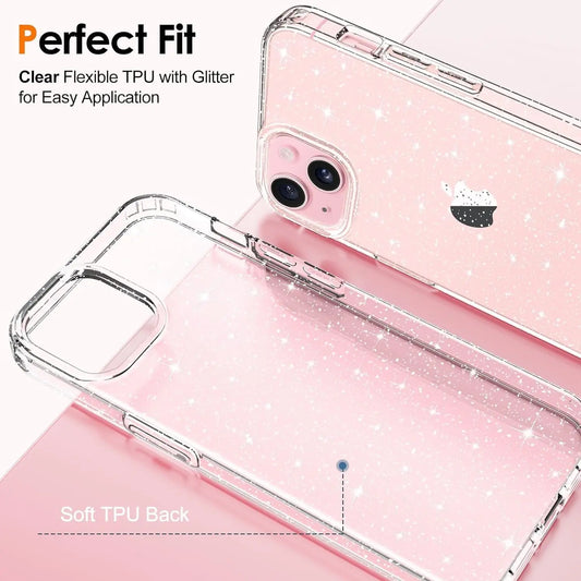Entronix Case Compatible with iPhone 17e - [Hard Back] Glitter Clear ENTRONIX
