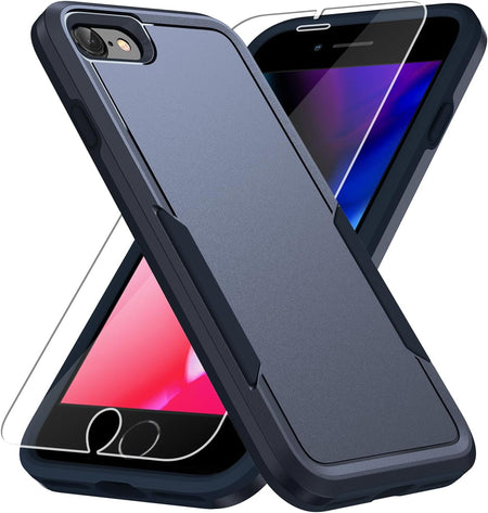 Entronix Heavy Duty Case Designed for Apple iPhone SE,8,7 with 1Pc Tempered Glass Screen Protector, Shockproof Dropproof Anti-Scratch Cover - Entro Retail