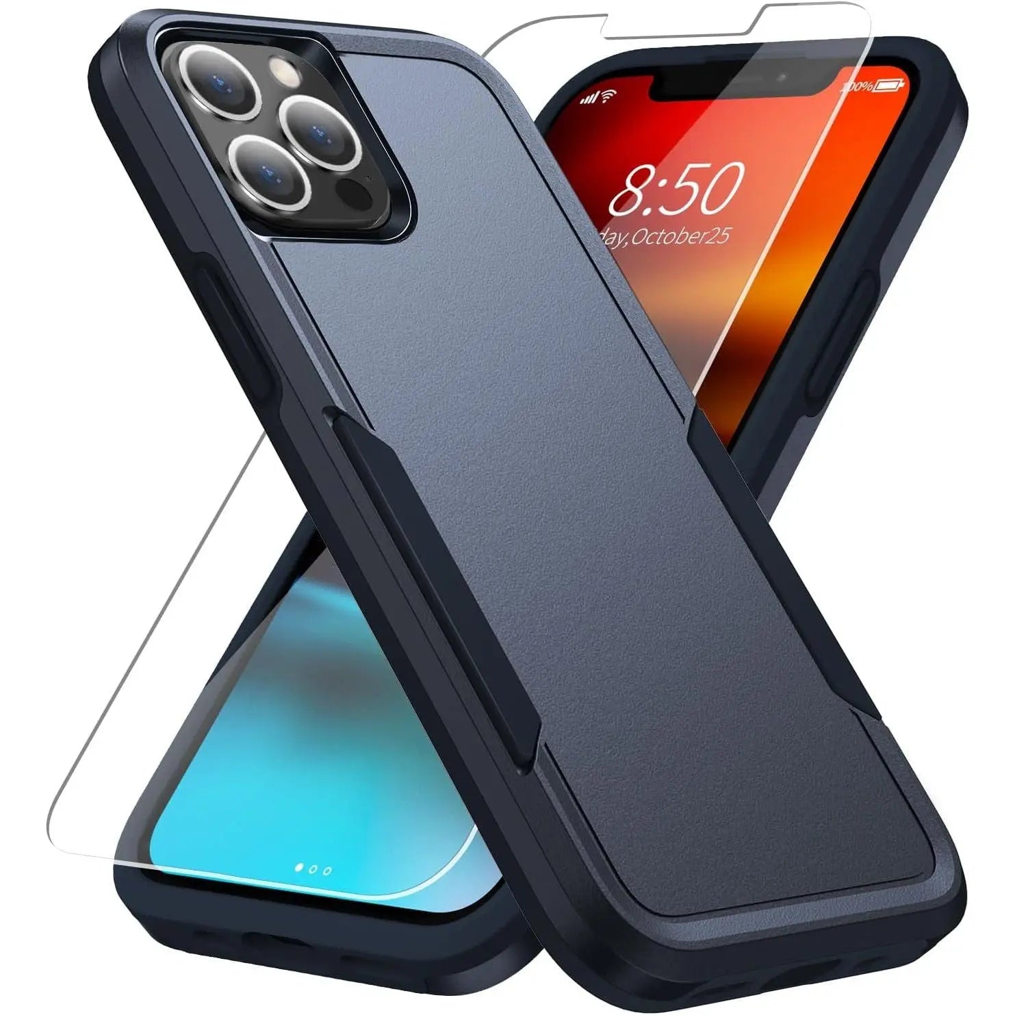 Entronix Heavy Duty Case Designed for Apple iPhone 15 Pro with 1Pc Tempered Glass Screen Protector, Shockproof Dropproof Anti-Scratch Cover - Entro Retail