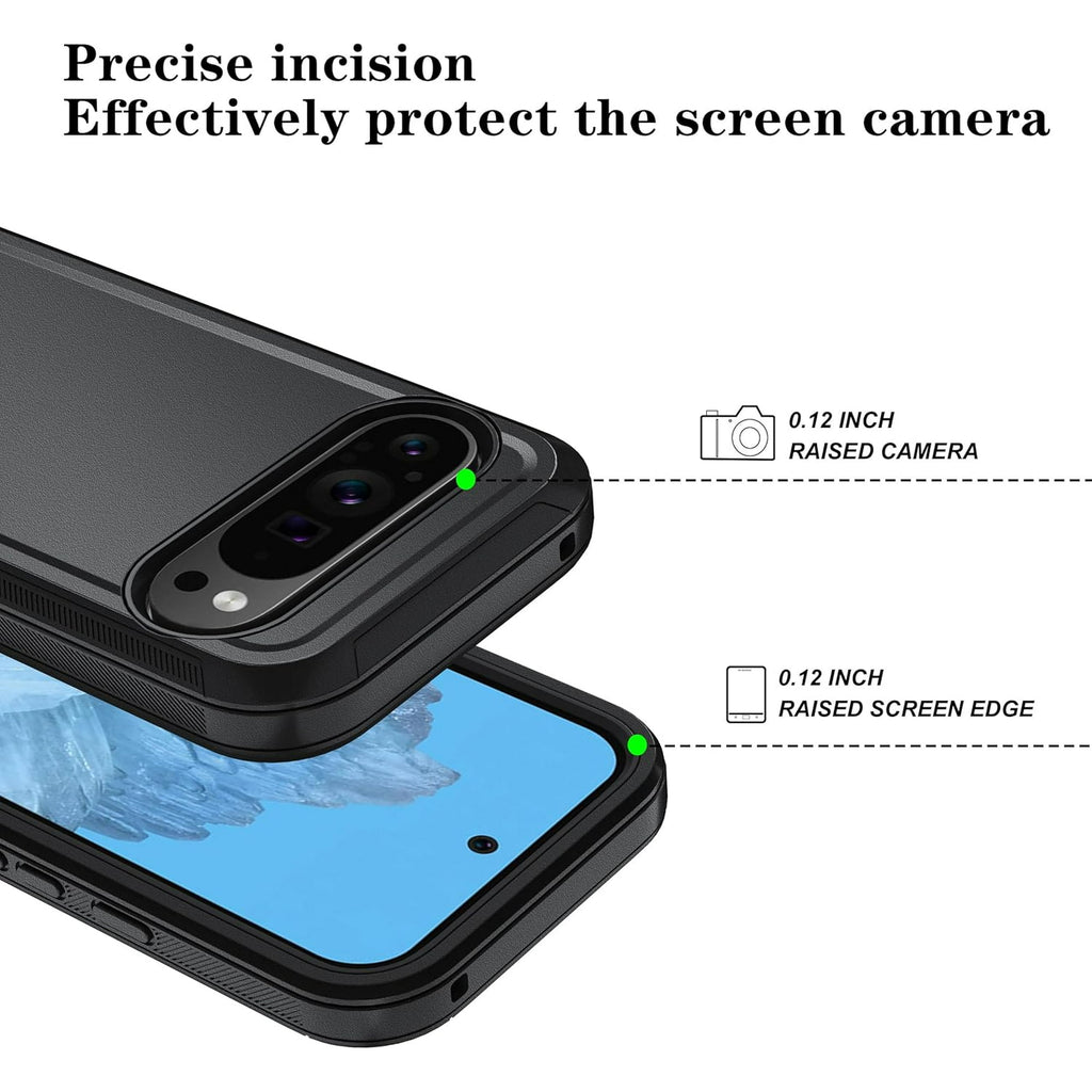Entronix Bundle Compatible with Pixel 9 - Heavy Duty Case & 2 Clear Screen Protectors
