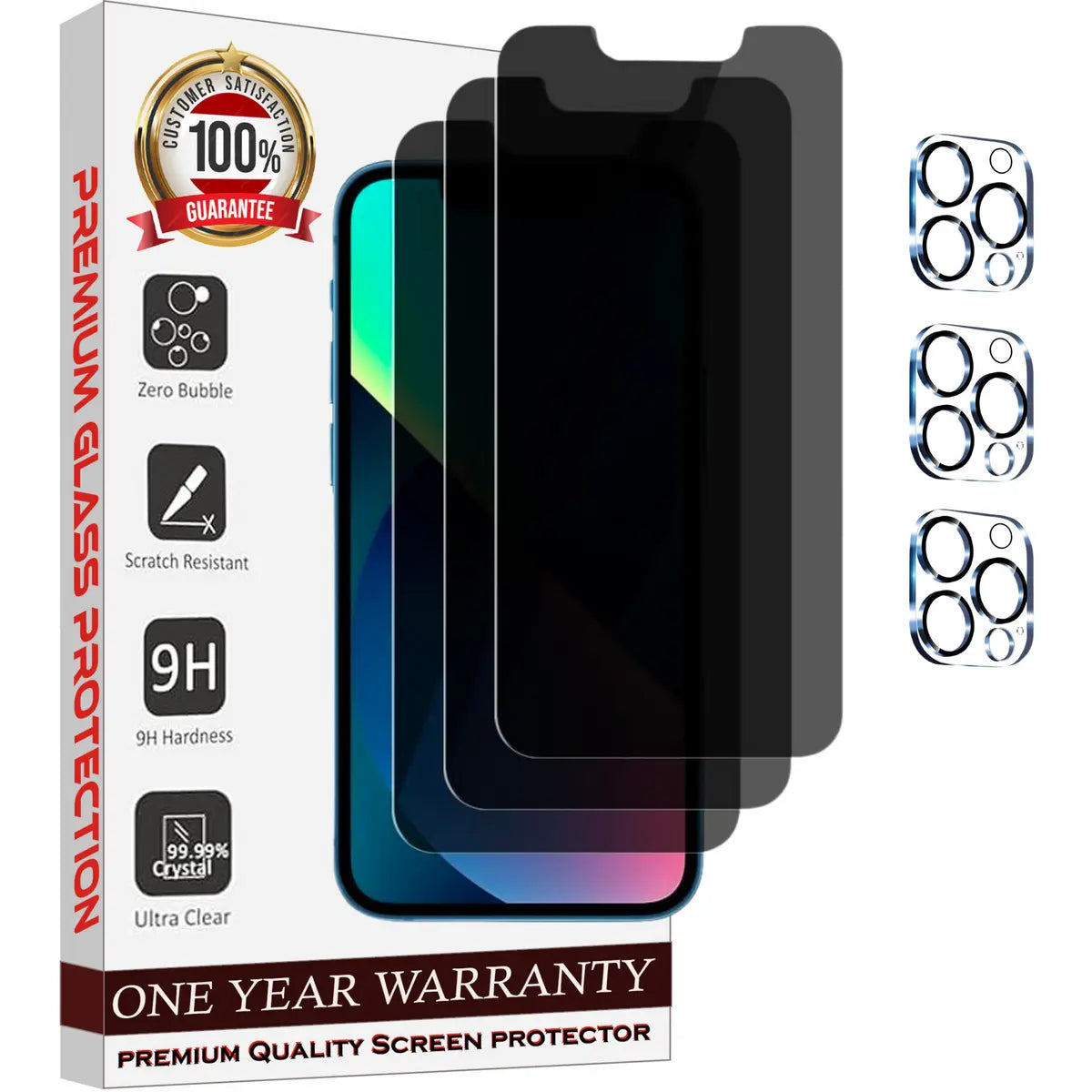 Entronix Case Screen Protector Bundle with Camera Cover Designed for Apple iPhone 12 Pro Max Privacy 9H Hardness,Bubble Free Easy Install, 3 PACK - Entro Retail