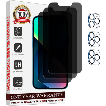 Entronix Case Screen Protector Bundle with Camera Cover Designed for Apple iPhone 12 Pro Max Privacy 9H Hardness,Bubble Free Easy Install, 3 PACK - Entro Retail