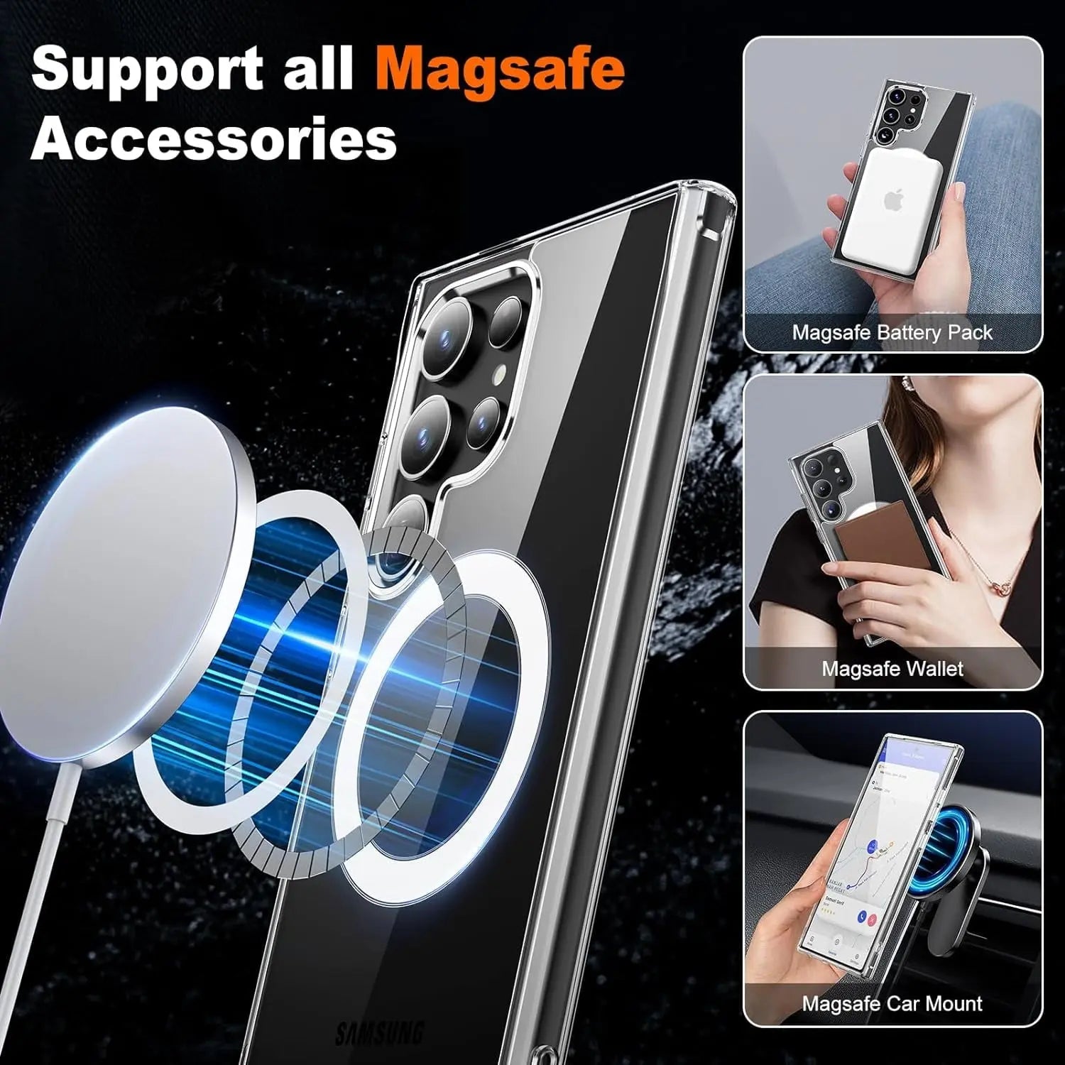 Entronix [Magnetic] Case Compatible with Galaxy S25 Ultra - [Hard Back] Slim Clear - Entronix