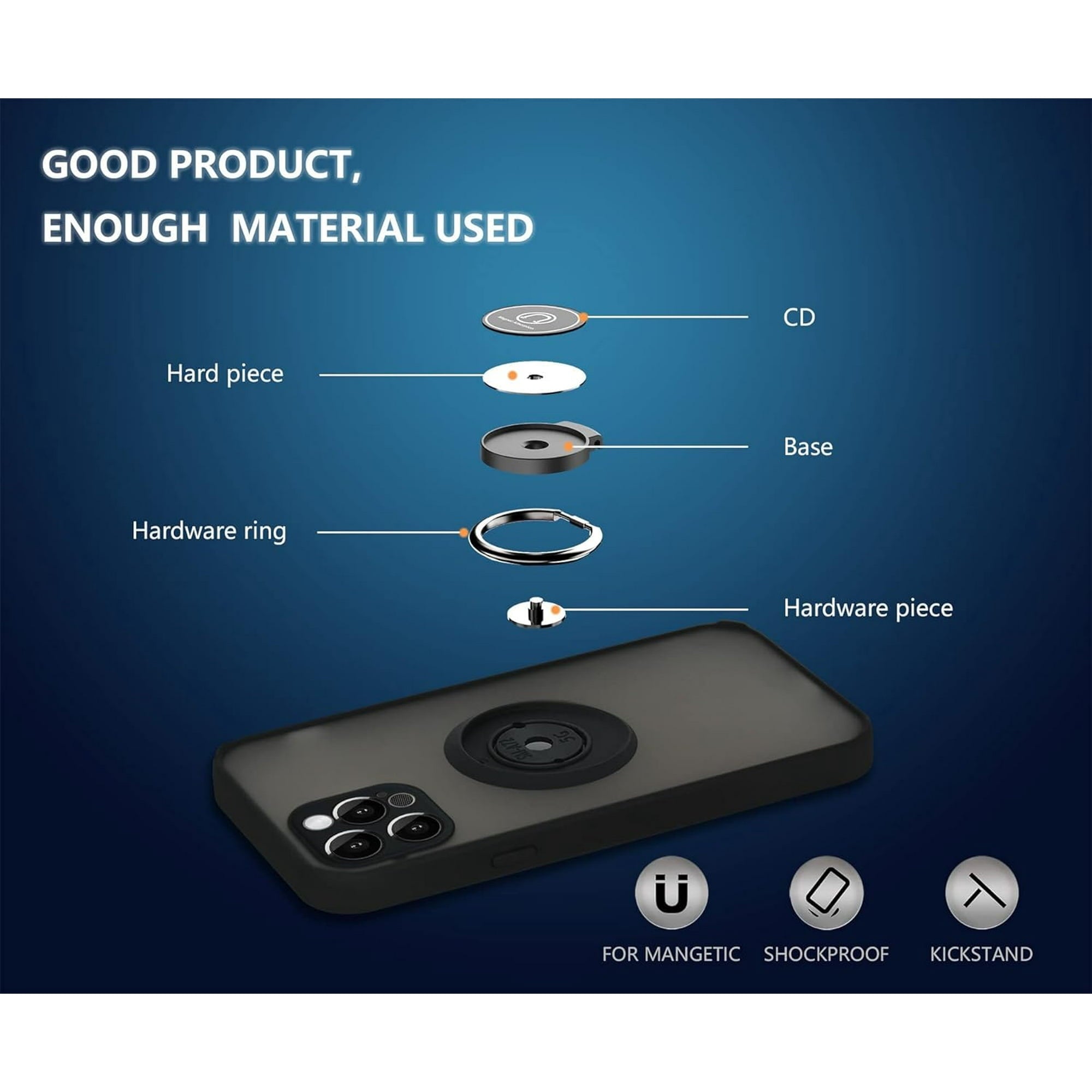 Entronix Apple iPhone 15 Pro/14 Pro Case - Matte Ring Holder, - Entronix