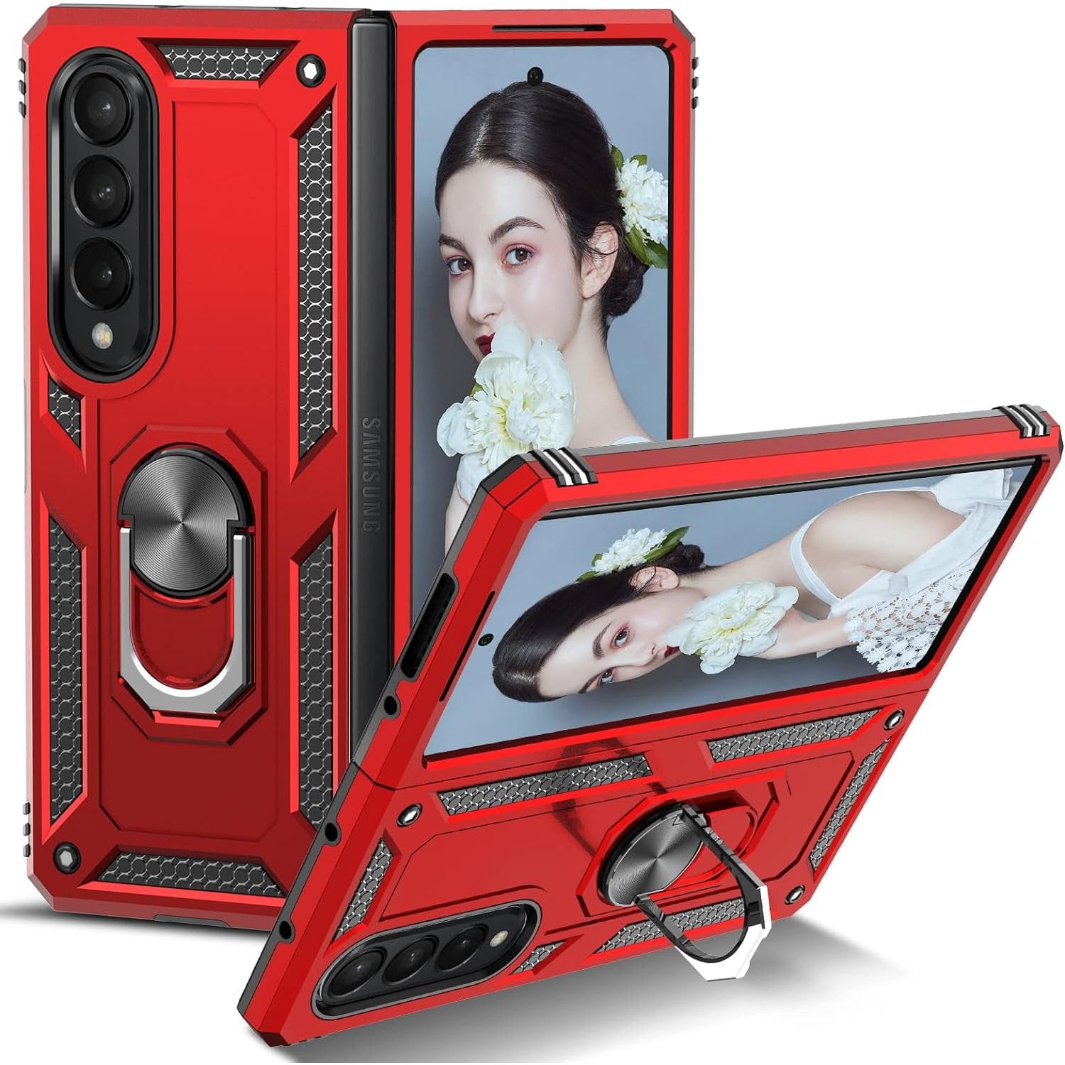 Entronix Samsung Galaxy Z Fold 3 Case - Guard Ring Holder, Dual Layer Protection - Entro Retail