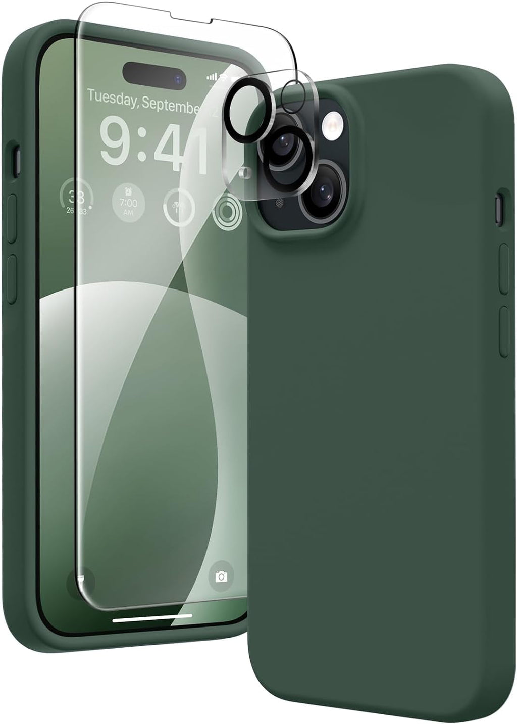 Entronix Apple iPhone 14 Plus 3-in-1 Bundle - Liquid Silicone Case, 1 Clear Screen Protector & 1 Camera Lens Protector, - Entro Retail