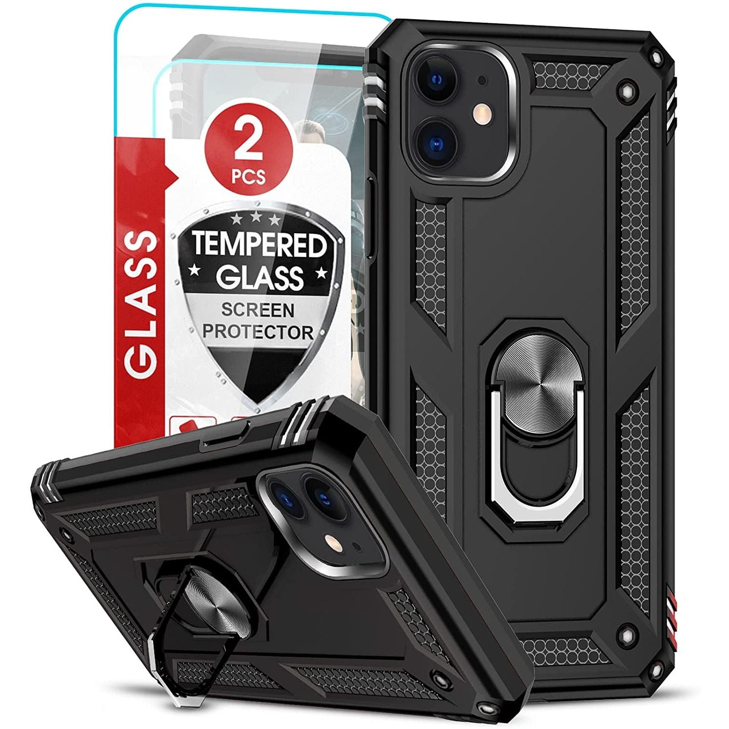 Entronix Apple iPhone 11 Case - Guard Ring Holder & 2 Clear Screen Protectors - Entro Retail