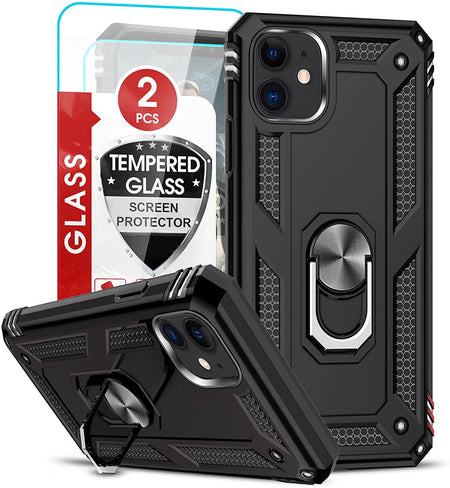 Entronix Apple iPhone 11 Case - Guard Ring Holder & 2 Clear Screen Protectors - Entro Retail