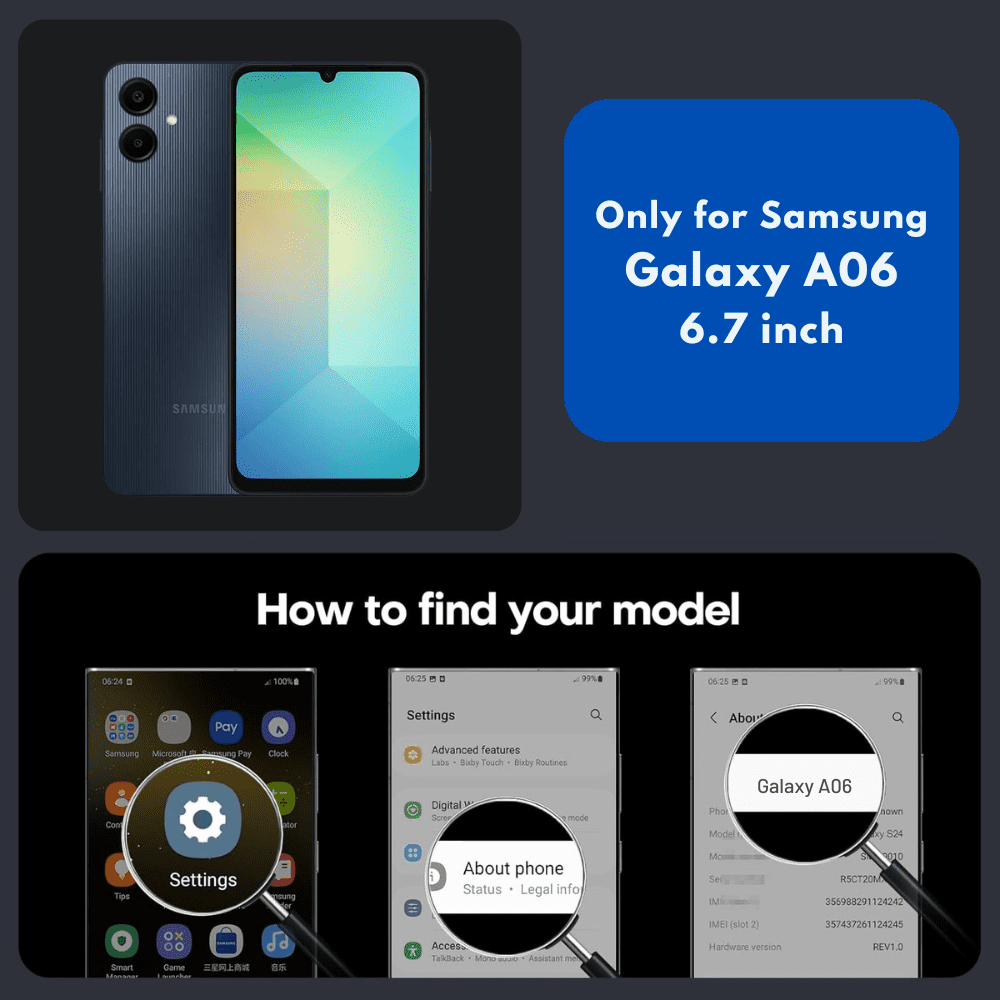 Entronix Anti-Spy Privacy Screen Protector Compatible with Galaxy A06 - 3-Piece Combo - Entronix