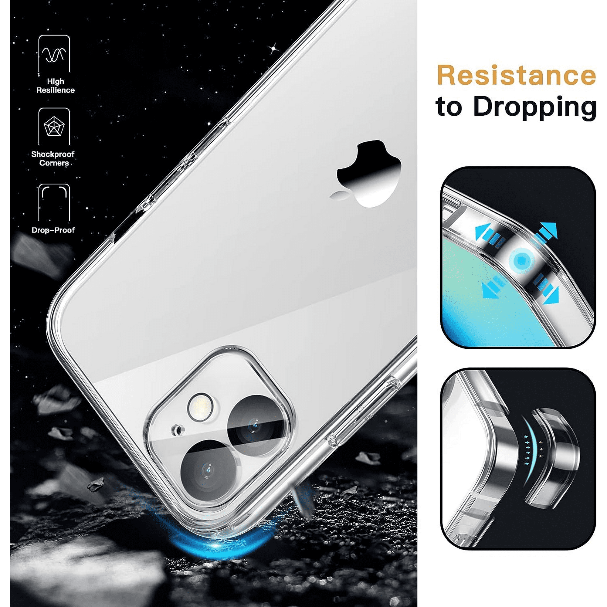 Entronix Bundle Compatible with iPhone 11 - [Hard Back] Clear Case, 2 Clear Screen Protector & 2 Camera Lens Protectors - Entronix