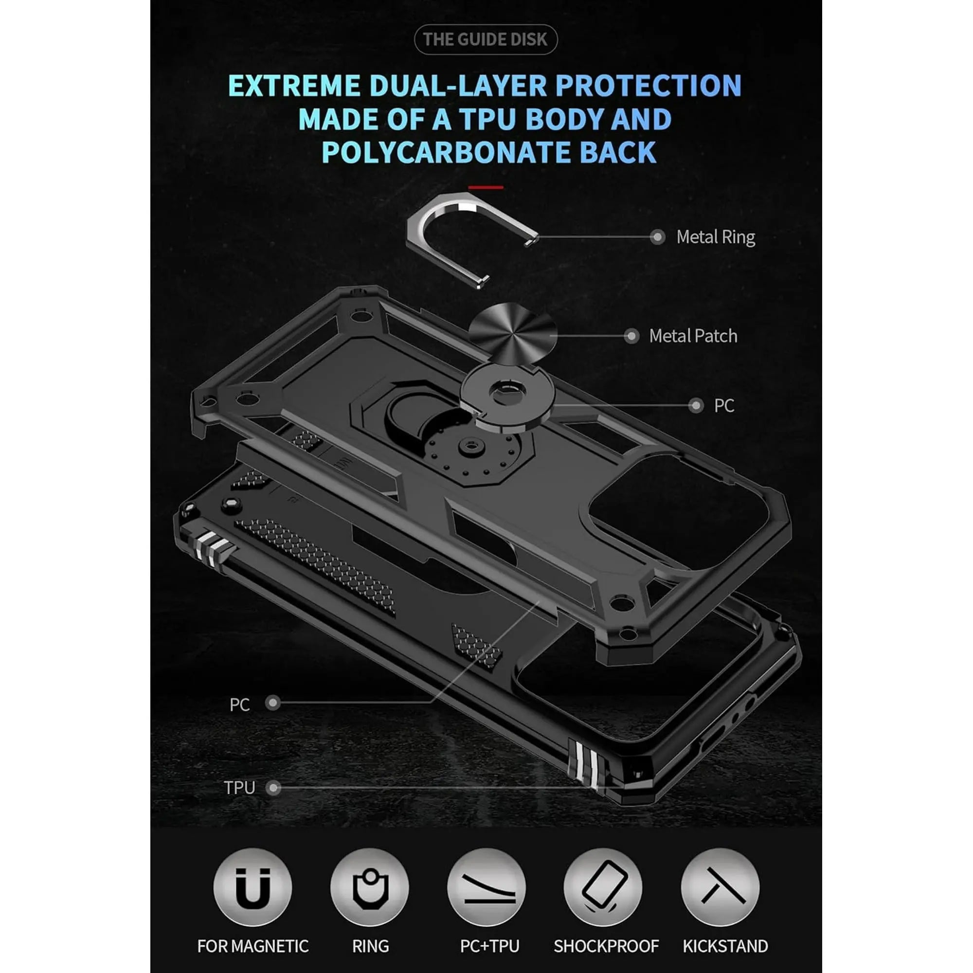 Entronix Apple iPhone 16 Plus Case - Guard Ring Holder, Dual Layer Protection - Entro Retail
