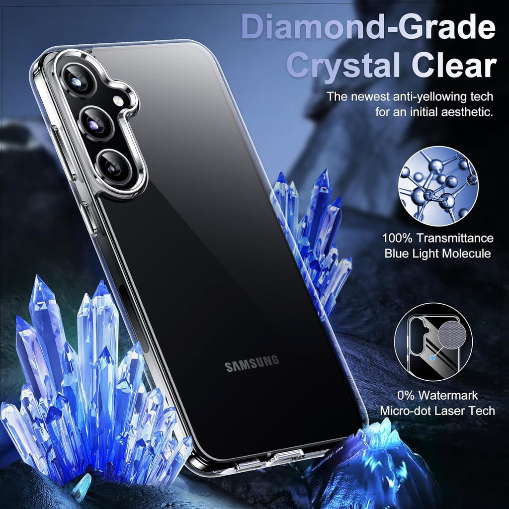 Entronix Bundle Compatible with Galaxy S25 - [Hard] Clear Case, 2 Clear Clear Screen Protector & 2 Camera Lens Protectors