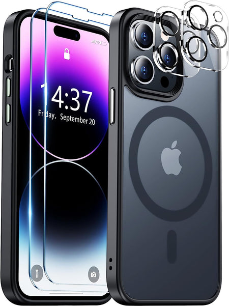 Entronix Case 5 in 1 Bundle Designed for Apple iPhone 15 Pro Max Clear Magnetic Case with 2 Tempered Glass and 2 Camera Lens, Shockproof Clear Case - Entro Retail