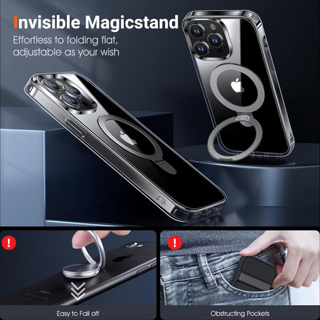 Entronix Apple iPhone 15 Plus/14 Plus [Magnetic-Compatible] Crystal Clear Case - Ring Holder, - Entronix