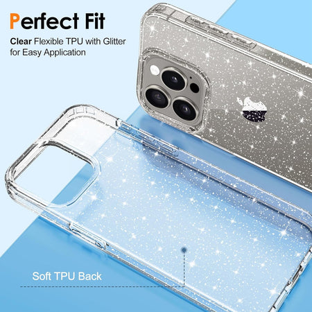 Entronix Apple iPhone 15 Pro Max/14 Pro Max [Magnetic-Compatible] Crystal Clear Case - Glitter - Entronix