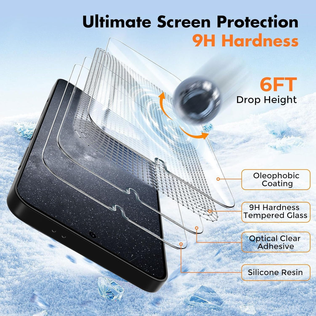 Entronix Clear Screen Protector Compatible with Galaxy A72 - 2-Piece Combo