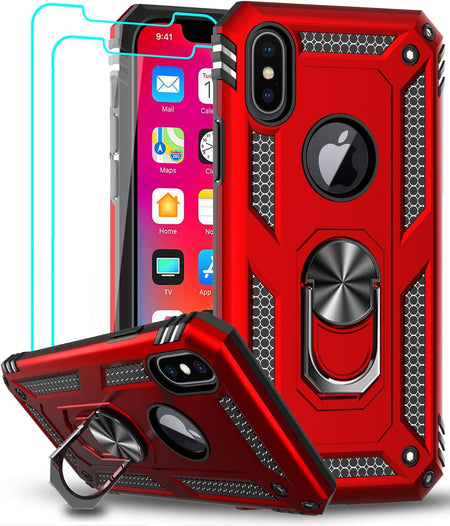 Entronix Apple iPhone XS Max Case - Guard Ring Holder & 2 Clear Screen Protectors - Entro Retail