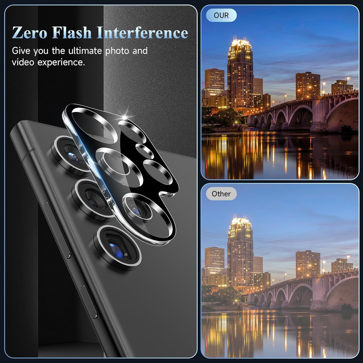 Entronix Clear Camera Lens Protector Compatible with Galaxy S25 Ultra - 2-Piece Combo