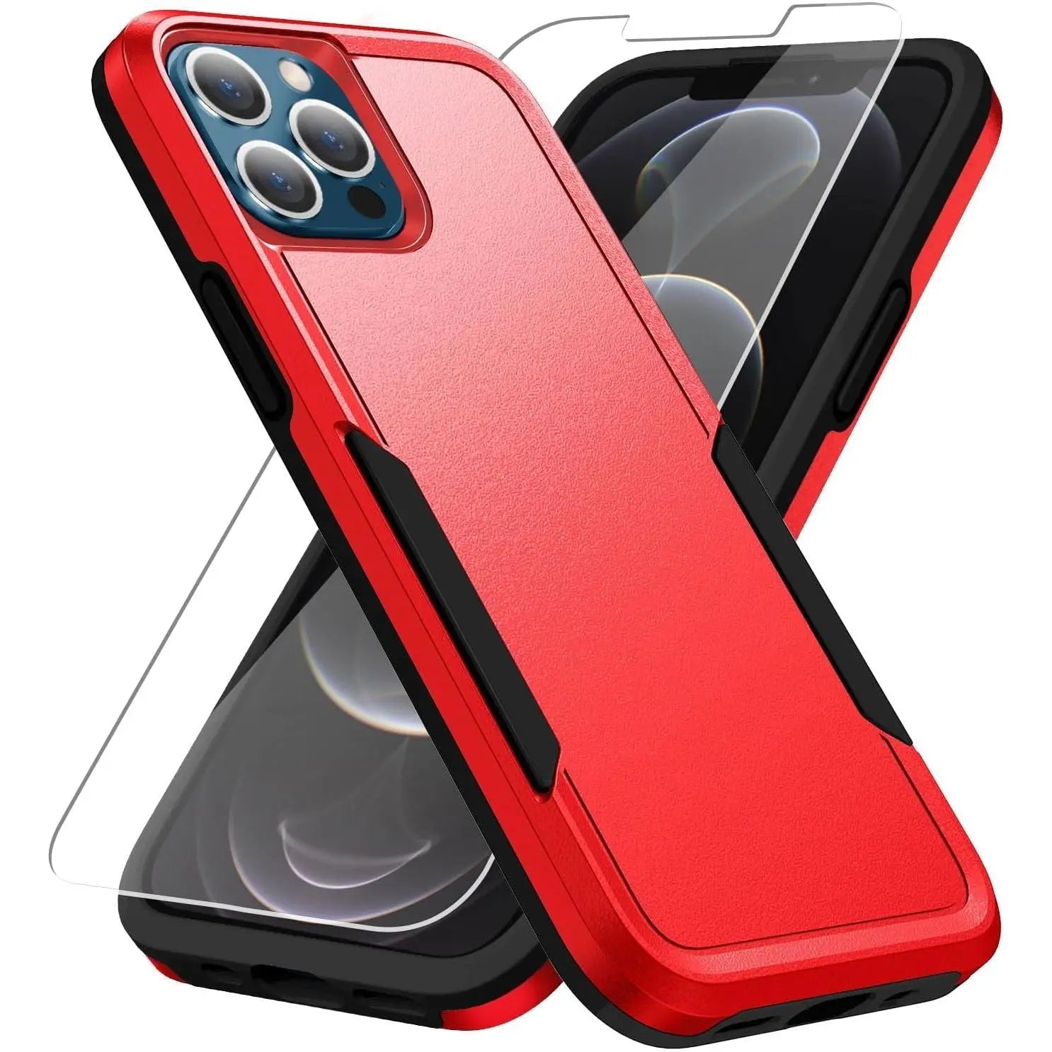 Entronix Heavy Duty Case Designed for Apple iPhone 14 Pro Max with 1Pc Tempered Glass Screen Protector, Shockproof Dropproof Anti-Scratch Cover - Entro Retail