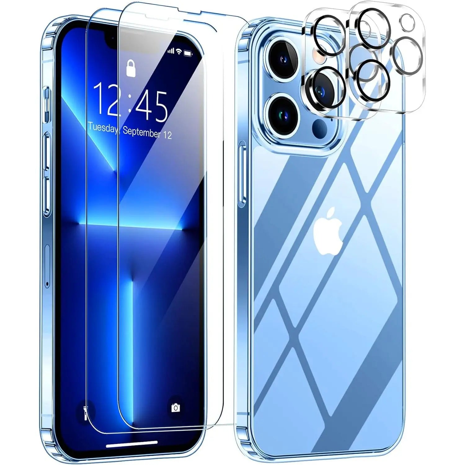 Entronix Case Heavy Duty Transparent Case for Apple iPhone 13 Pro Max Clear with 2 Screen Protector and Camera Lens, Shockproof Dropproof Slim Case - Entro Retail