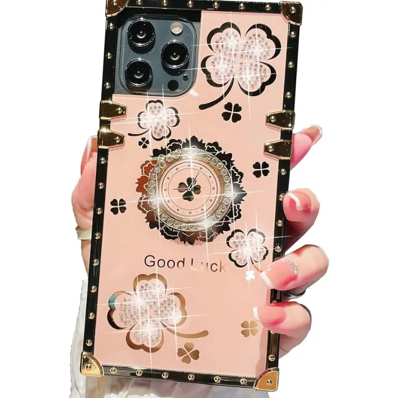 Entronix Cute Luxury Lucky Ring Case for Apple iPhone 16 Pro Case for Women Girls Built with Kickstand, Cute Love Soft TPU Back Cover - Entro Retail