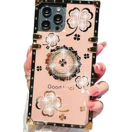 Entronix Cute Luxury Lucky Ring Case for Apple iPhone 16 Case for Women Girls Built with Kickstand, Cute Love Soft TPU Back Cover - Entro Retail