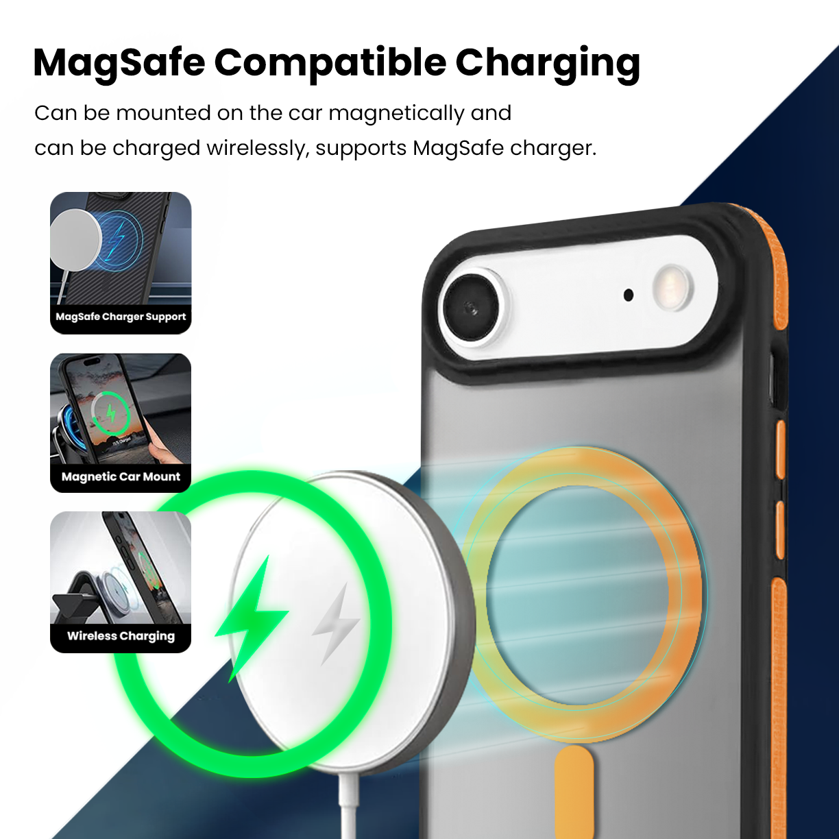 Entronix [Magnetic] Case Compatible with iPhone 17 Air - Translucent Matte Back w/ Rugged Edges - Entronix