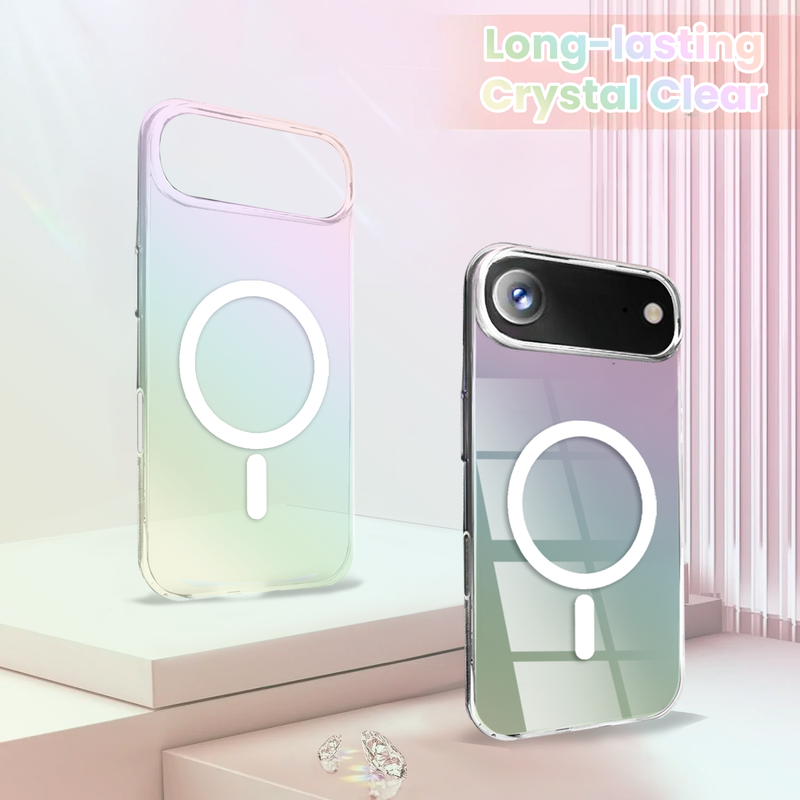 Entronix [Magnetic] Case Compatible with iPhone 17 Air - Holo Rainbow Clear