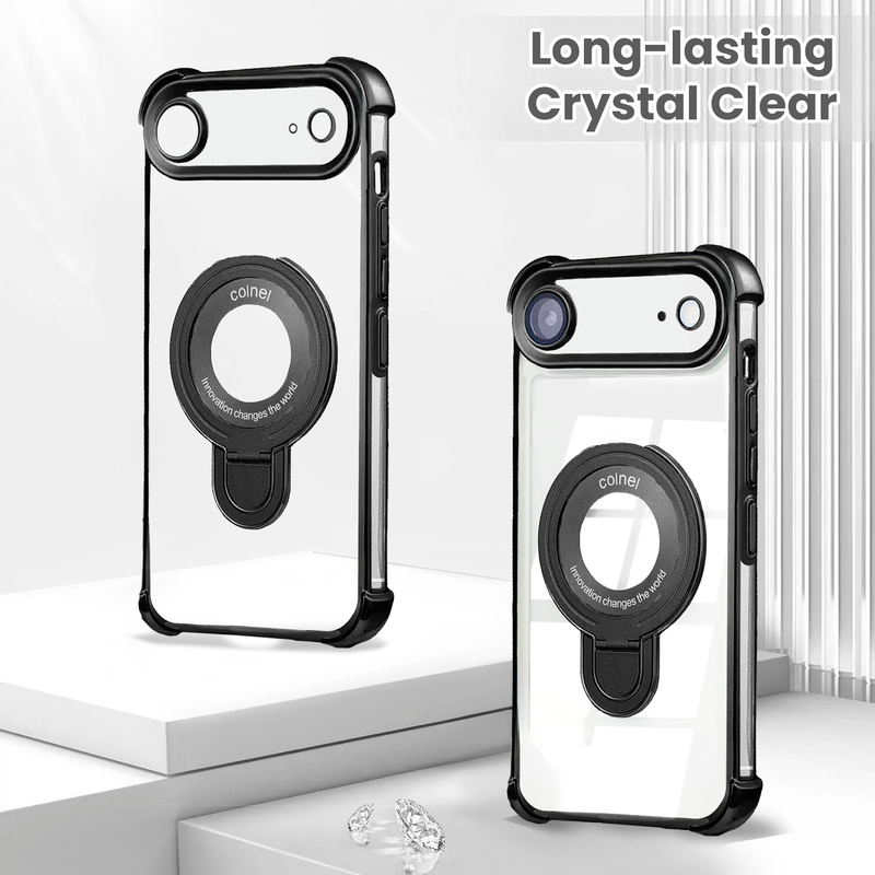 Entronix [Magnetic] Case Compatible with iPhone 17 Air - [Clear Back] Luxury Glossy Gripstand