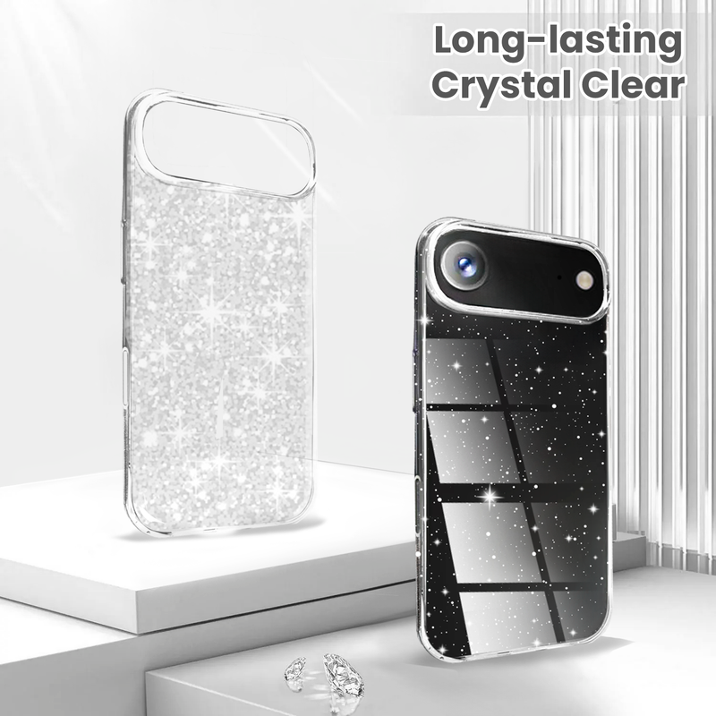 Entronix Bundle Compatible with iPhone 17 Air - [Hard] Glitter Clear Case & 1 Clear Screen Protector - Entronix