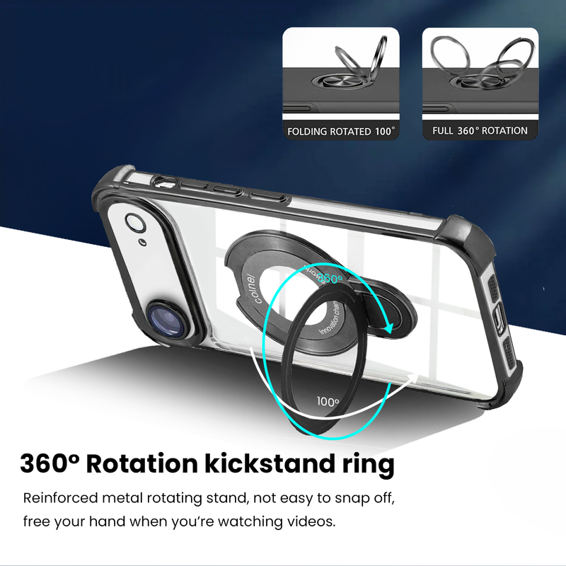 Entronix [Magnetic] Case Compatible with iPhone 17 Air - [Clear Back] Luxury Glossy Gripstand - Entronix