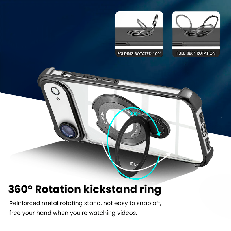 Entronix [Magnetic] Case Compatible with iPhone 17 Air - [Clear Back] Luxury Glossy Gripstand