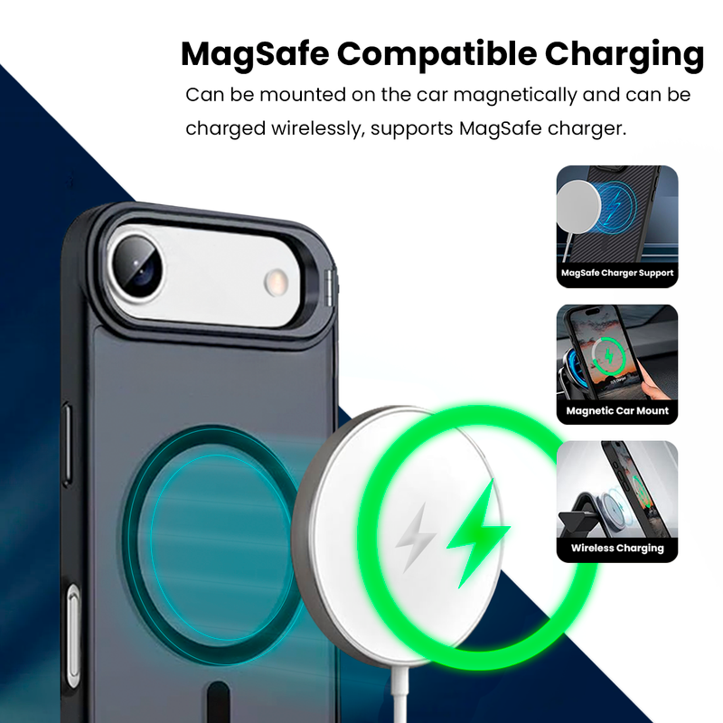 Entronix [Magnetic] Case Compatible with iPhone 17 Air - Matte Finish with Camera Stand