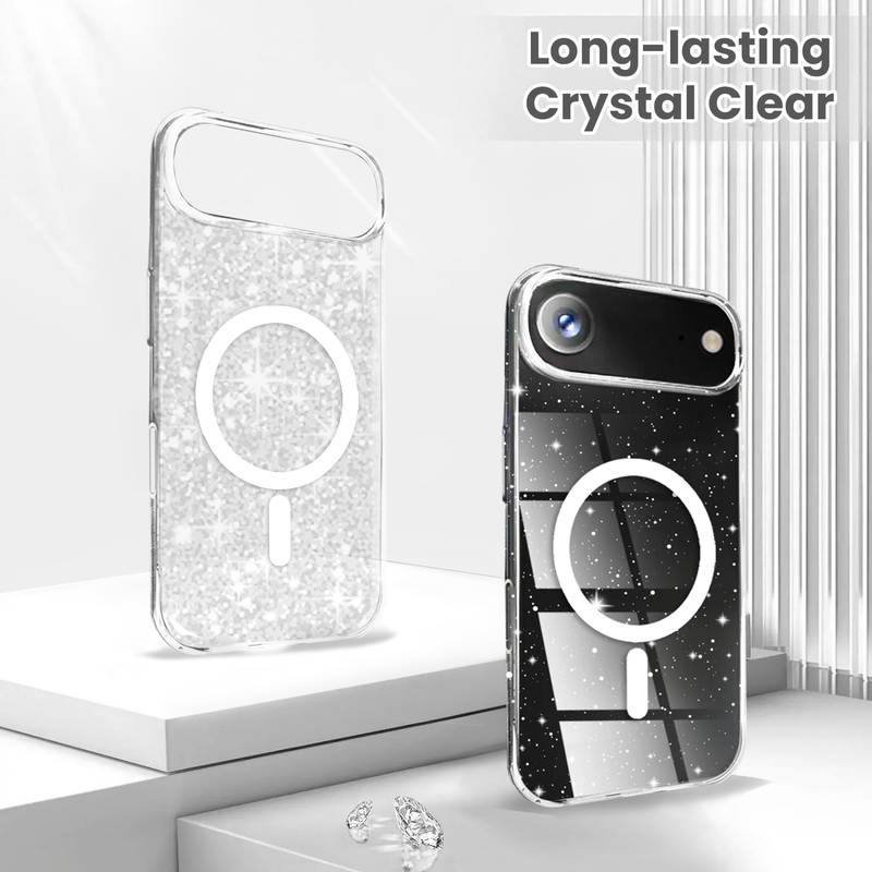 Entronix [Magnetic] Case Compatible with iPhone 17 Air - [Hard Back] Glitter Clear